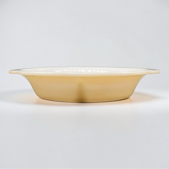Vintage Fire King Peach Luster Reverse Logo Divided Casserole Serving Dish #468 - Picture 3 of 9